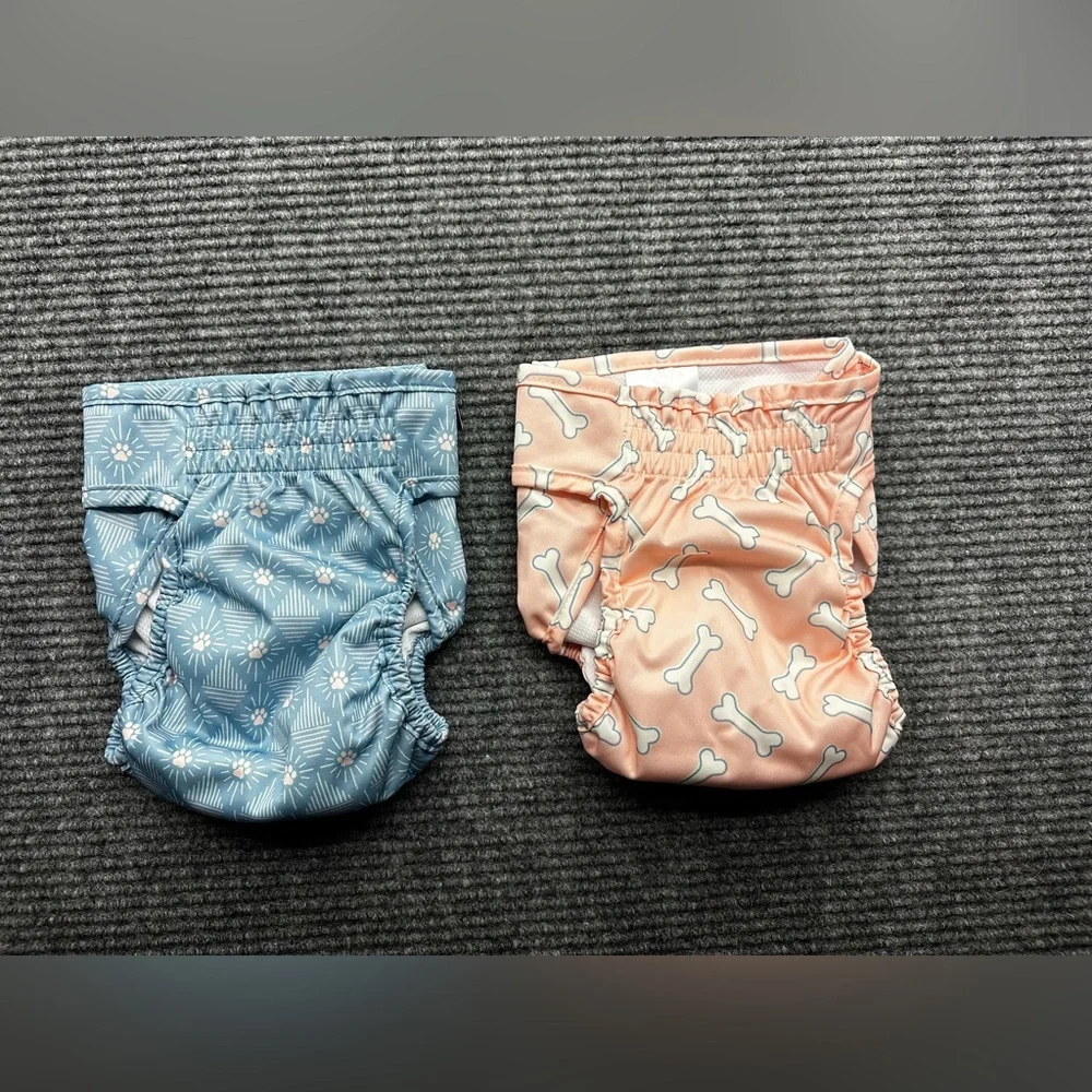 Lot Of 2 Top Paw Blue And Orange Washable Dog Diaper Medium Unisex